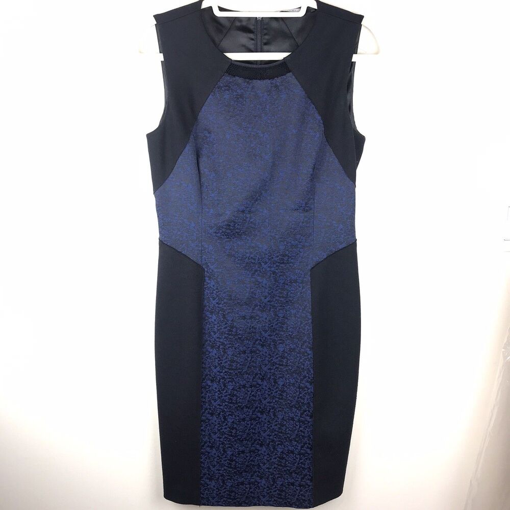Tahari Woman’s Size 4 Cocktail/Career Dress Black With Navy Detail Fully Lined
